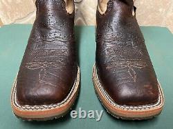 Mens 9 EE Square Toe Bison ICE Roper Work Western Cowboy Boots USA Made