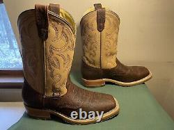 Mens 9 EE Square Toe Bison ICE Roper Work Western Cowboy Boots USA Made