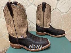 Mens 9 EE Square Toe Bison ICE Roper Work Western Cowboy Boots USA Made