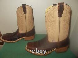 Mens 9 EE Square Toe Bison ICE Roper Work Western Cowboy Boots USA Made NEW