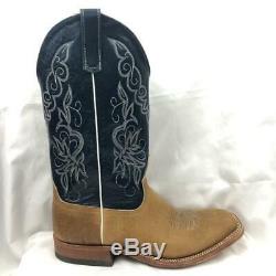 Mens Anderson Bean Tan American Bison Leather Western Boots 10.5 D S1107