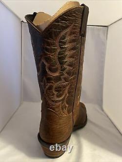 Mens USA Made Antique Brown Bison Leather Cowboy boots 11EE