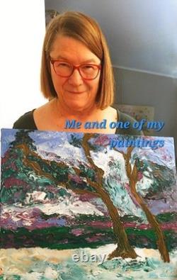 Modern Expressionism Bison 14X11 Handmade Art Canvas Original COA