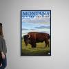 Montana Bison Retro Travel Poster Canvas Wall Art Print, Wildlife Home Decor
