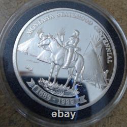Montana Statehood Centennial Bison Proof Coin 1 Troy Oz. 999 Fine Silver Round