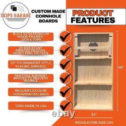 NDSU Bison Cornhole Set Regulation Size Foldable Legs Wooden Frame UV Print