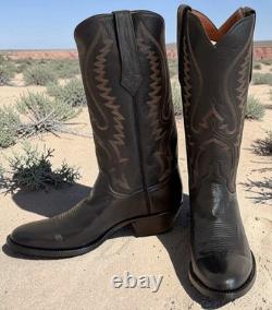 NEW $2100 J. B. Hill Texas Handmade Black American BISON Men's 8D Cowboy Boots
