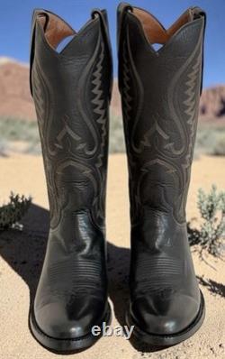 NEW $2100 J. B. Hill Texas Handmade Black American BISON Men's 8D Cowboy Boots