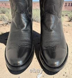 NEW $2100 J. B. Hill Texas Handmade Black American BISON Men's 8D Cowboy Boots