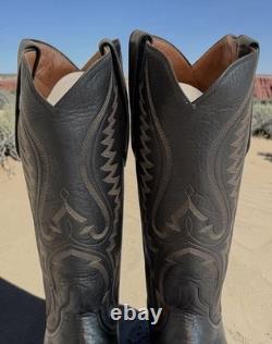 NEW $2100 J. B. Hill Texas Handmade Black American BISON Men's 8D Cowboy Boots