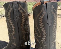 NEW $2100 J. B. Hill Texas Handmade Black American BISON Men's 8D Cowboy Boots