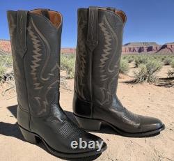 NEW $2100 J. B. Hill Texas Handmade Black American BISON Men's 8D Cowboy Boots