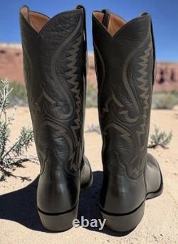 NEW $2100 J. B. Hill Texas Handmade Black American BISON Men's 8D Cowboy Boots