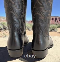 NEW $2100 J. B. Hill Texas Handmade Black American BISON Men's 8D Cowboy Boots