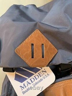 NEW! Rare Madden Equipment original Gray Rucksack Backpack. Bison Leather Bottom