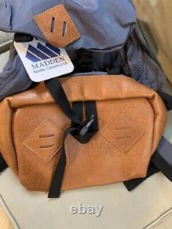 NEW! Rare Madden Equipment original Gray Rucksack Backpack. Bison Leather Bottom