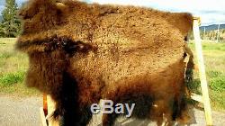 NEW Wild Montana Yellowstone Park Bison Buffalo Robe Hide Leather Native Antler