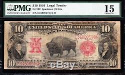 NICE Choice Fine+ 1901 $10 BISON US Note! PMG 15! FREE SHIPPING! E34808594