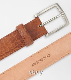 NWT PETER MILLAR Crown Crafted Genuine Pebbled Bison BeltSize 40 Cognac $230