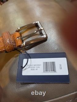 NWT PETER MILLAR Crown Crafted Genuine Pebbled Bison BeltSize 40 Cognac $230