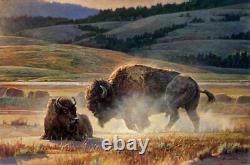 Nancy Glazier Eye Of The Storm Giclee on Canvas Signed Bison Buffalo Hills
