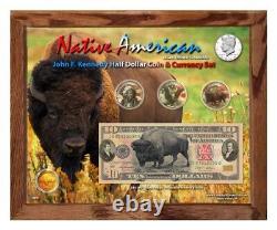 Native American Bison Colorized Coin & Currency Set in 8 x 10 Frame H