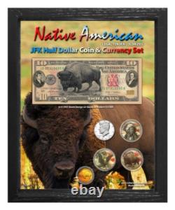Native American Bison Colorized Coin & Currency Set in 8 x 10 Frame V