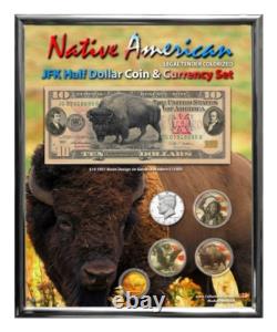 Native American Bison Colorized Coin & Currency Set in 8 x 10 Frame V