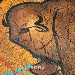 Native American Buffalo Hand Painted Art Plate 18 Inch Across Signed Artwork