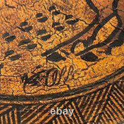 Native American Buffalo Hand Painted Art Plate 18 Inch Across Signed Artwork