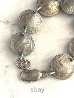 Native American Buffalo and Chief Nickel Braclet with earrings
