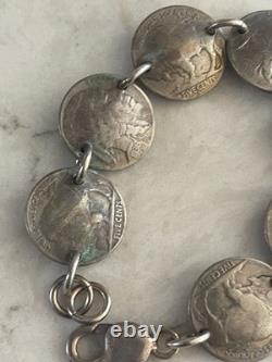 Native American Buffalo and Chief Nickel Braclet with earrings