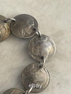 Native American Buffalo and Chief Nickel Braclet with earrings