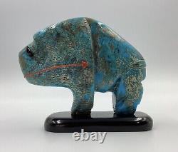 Native American Carved Turquoise Buffalo Bison Fetish Figure HUGE! 767 grams