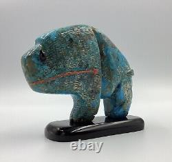 Native American Carved Turquoise Buffalo Bison Fetish Figure HUGE! 767 grams