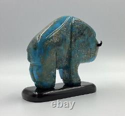 Native American Carved Turquoise Buffalo Bison Fetish Figure HUGE! 767 grams