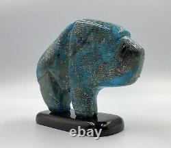 Native American Carved Turquoise Buffalo Bison Fetish Figure HUGE! 767 grams