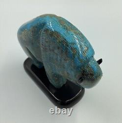 Native American Carved Turquoise Buffalo Bison Fetish Figure HUGE! 767 grams