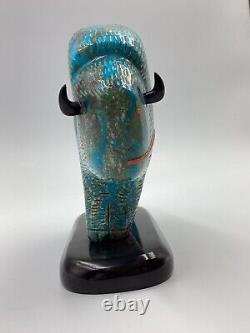 Native American Carved Turquoise Buffalo Bison Fetish Figure HUGE! 767 grams