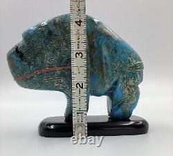 Native American Carved Turquoise Buffalo Bison Fetish Figure HUGE! 767 grams