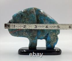 Native American Carved Turquoise Buffalo Bison Fetish Figure HUGE! 767 grams