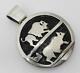 Native American HOPI Spinner BISON and STAR MAN Sterling Silver Relief Pendant