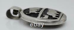 Native American HOPI Spinner BISON and STAR MAN Sterling Silver Relief Pendant
