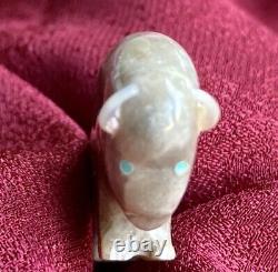 Native American Todd Westika Zuni Bison Petoskey Stone Fetish Signed TW 2001