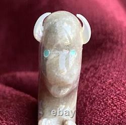 Native American Todd Westika Zuni Bison Petoskey Stone Fetish Signed TW 2001