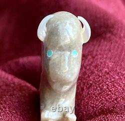 Native American Todd Westika Zuni Bison Petoskey Stone Fetish Signed TW 2001