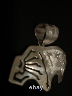 Navajo Handmade Sterling Silver Buffalo/bison Pendant -Alonzo Mariano