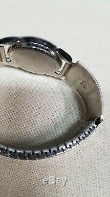 Navajo Hopi Bison Buffalo Signed 925 Sterling Silver Band Tips 1911 Indian Watch