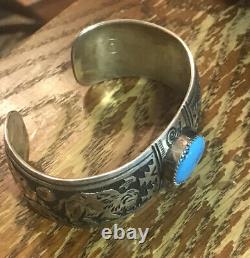 Navajo Richard Singer Turquoise And Sterling Bison Bracelet Free Shipping