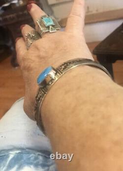 Navajo Richard Singer Turquoise And Sterling Bison Bracelet Free Shipping